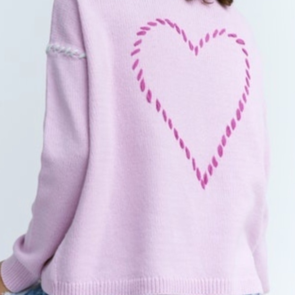 Lisa Todd size Small NWT Love stitched pink sweater